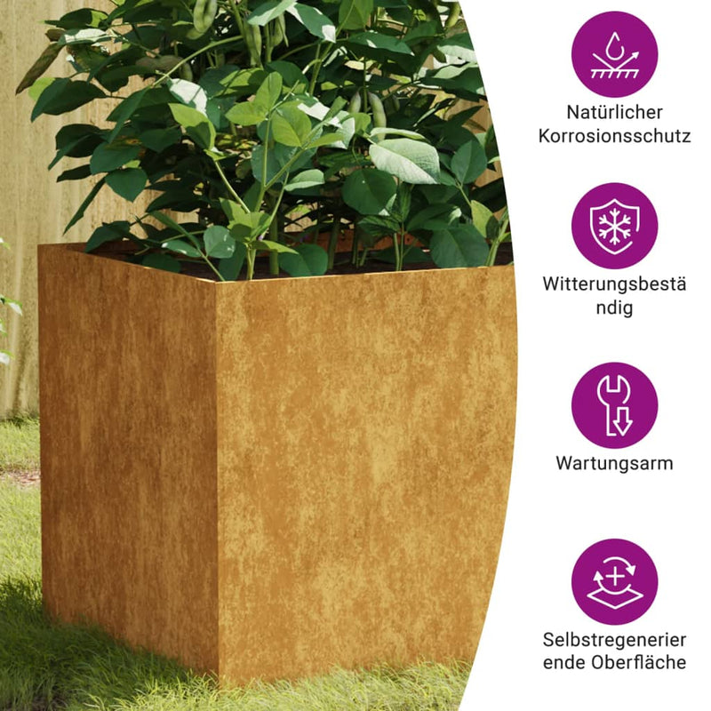 vidaXL corten acél növénytartó 80 x 40 x 40 cm