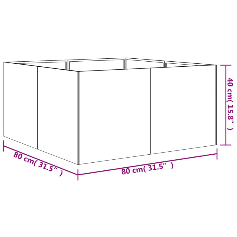 vidaXL corten acél növénytartó 80x80x40 cm