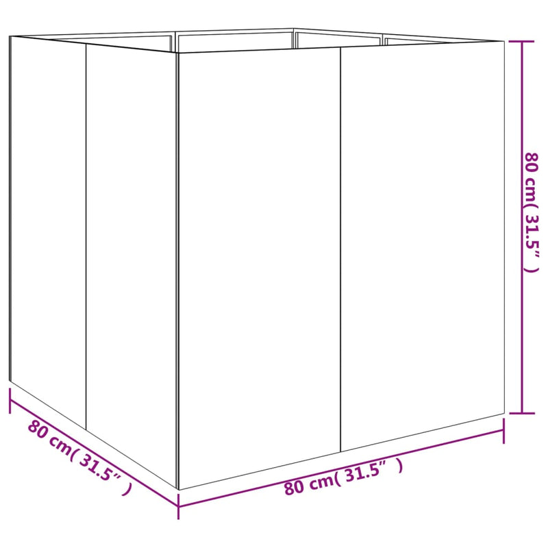 vidaXL corten acél növénytartó 80x80x80 cm