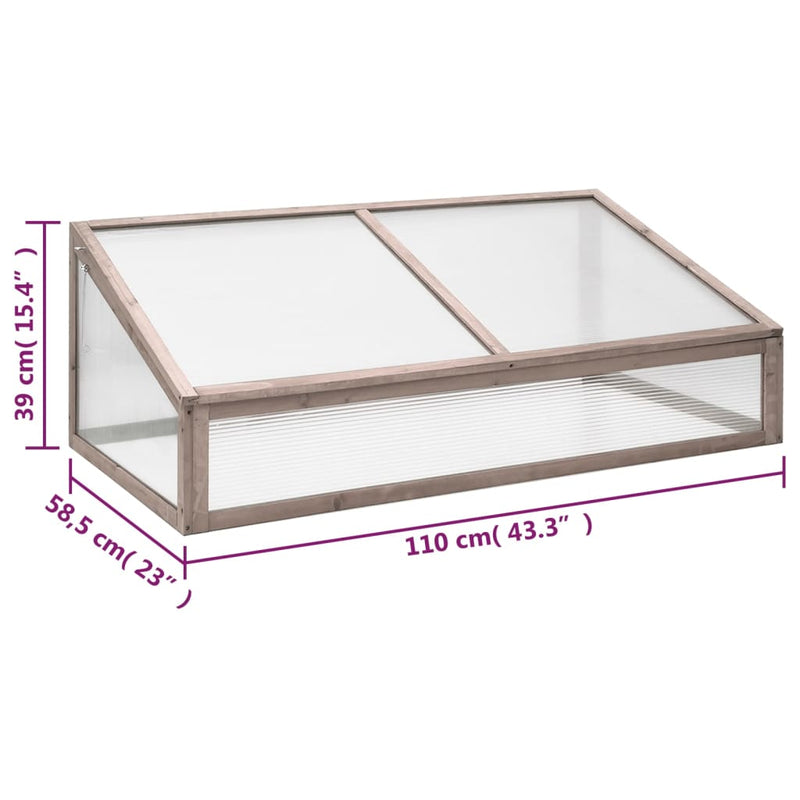 vidaXL szürke fenyőfa melegház 110 x 58,5 x 39 cm