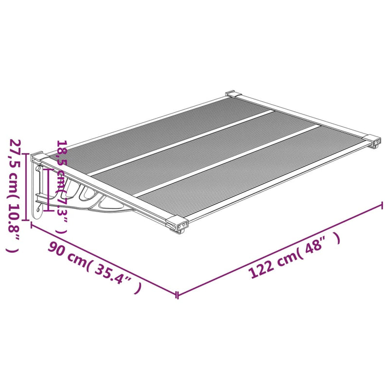 vidaXL fekete polikarbonát ajtóelőtető 122 x 90 cm