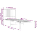 vidaXL fekete fém ágykeret fejtámlával 75 x 190 cm