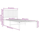 vidaXL fekete fém ágykeret fejtámlával 90 x 190 cm