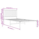 vidaXL fekete fém ágykeret fejtámlával 90 x 200 cm