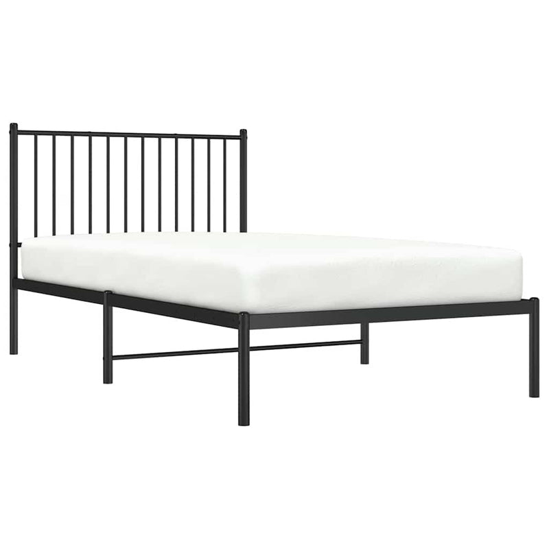 vidaXL fekete fém ágykeret fejtámlával 100 x 190 cm