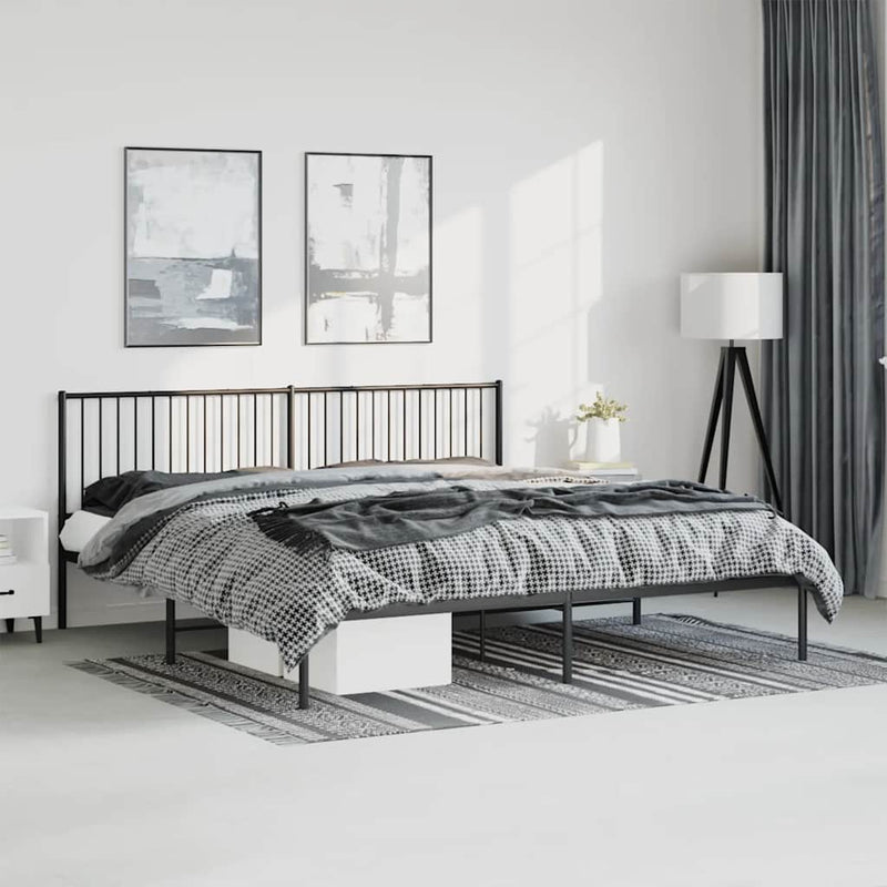 vidaXL fekete fém ágykeret fejtámlával 193 x 203 cm