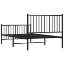 vidaXL fekete fém ágykeret fej- és lábtámlával 100 x 190 cm