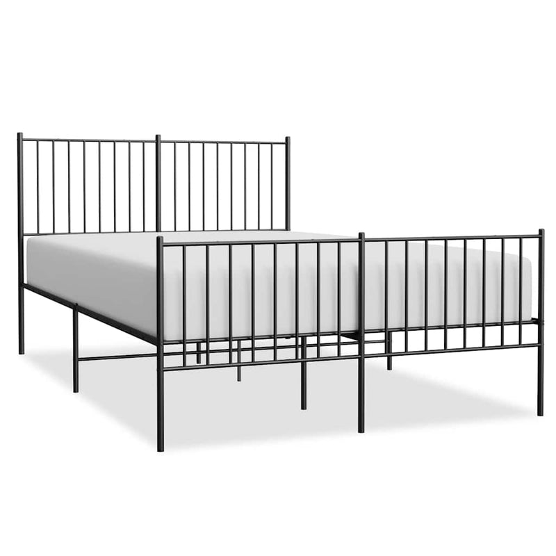 vidaXL fekete fém ágykeret fej- és lábtámlával 135 x 190 cm