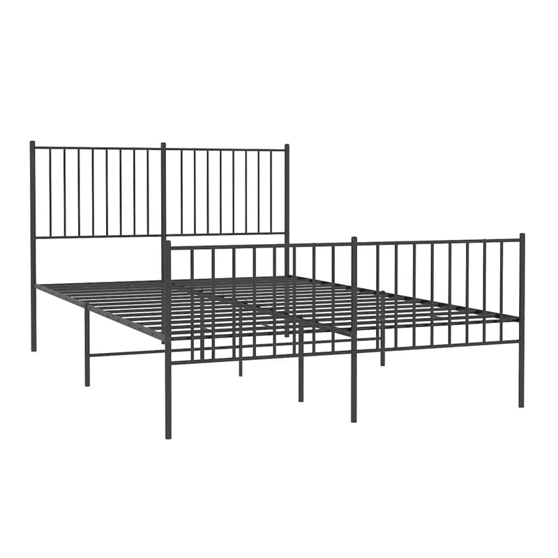 vidaXL fekete fém ágykeret fej- és lábtámlával 135 x 190 cm