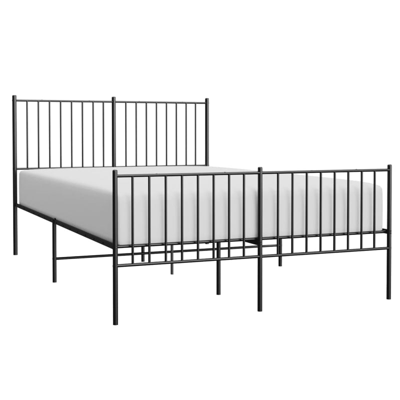 vidaXL fekete fém ágykeret fej- és lábtámlával 135 x 190 cm