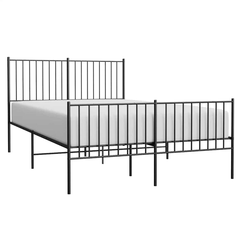 vidaXL fekete fém ágykeret fej- és lábtámlával 135 x 190 cm