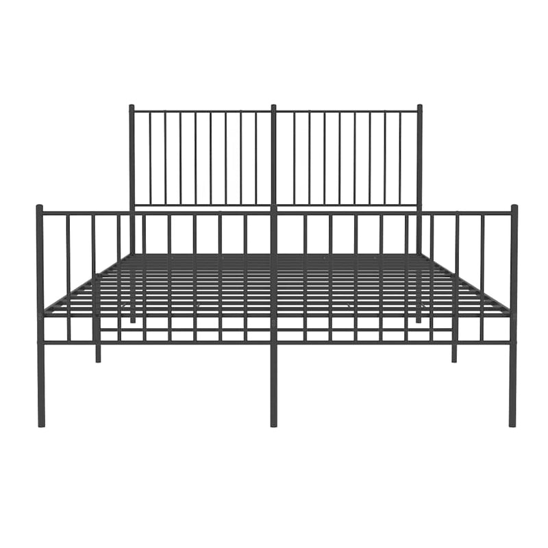 vidaXL fekete fém ágykeret fej- és lábtámlával 135 x 190 cm