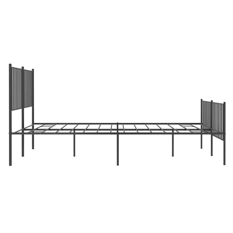 vidaXL fekete fém ágykeret fej- és lábtámlával 135 x 190 cm