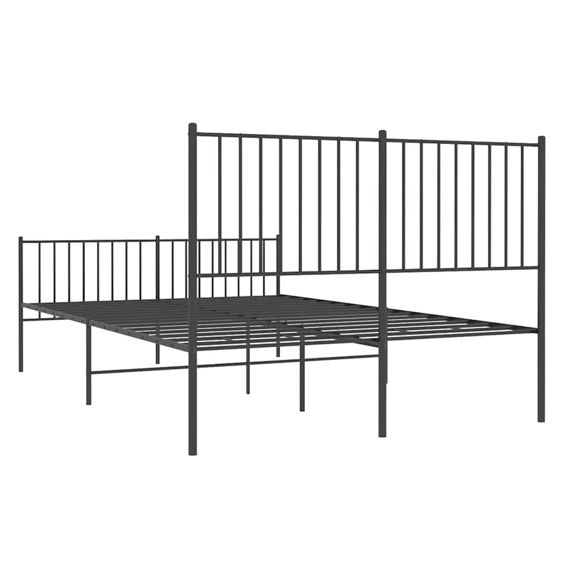 vidaXL fekete fém ágykeret fej- és lábtámlával 135 x 190 cm