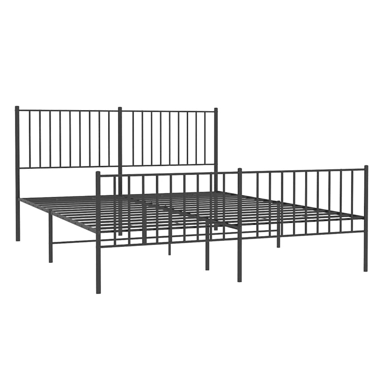 vidaXL fekete fém ágykeret fej- és lábtámlával 150 x 200 cm