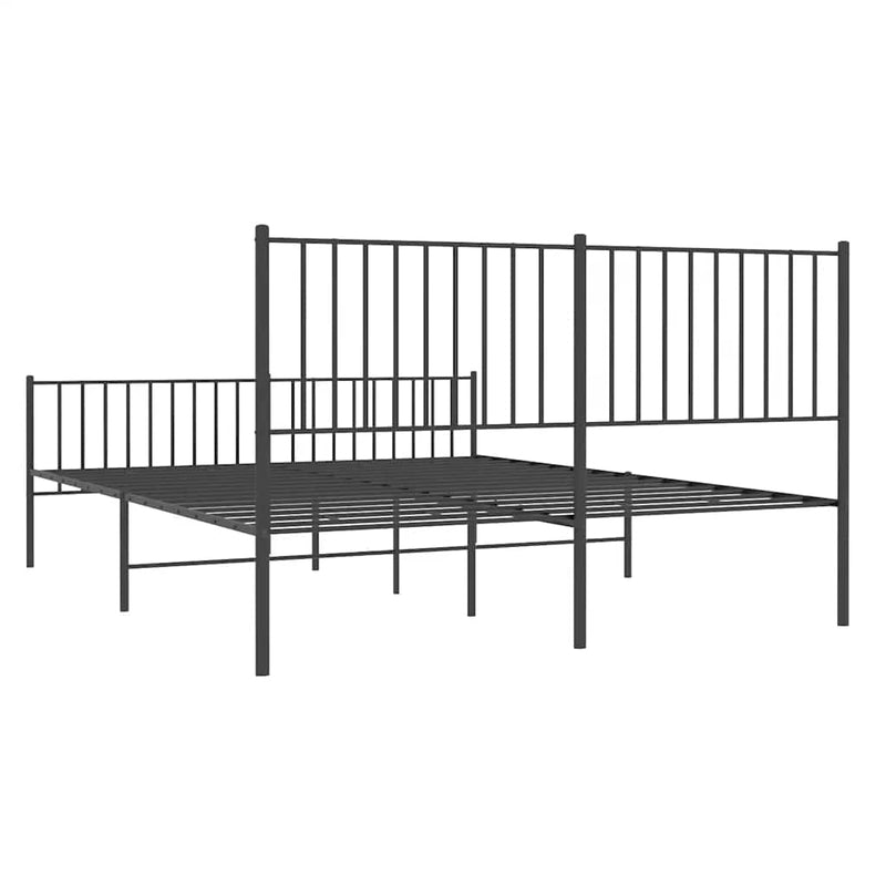 vidaXL fekete fém ágykeret fej- és lábtámlával 150 x 200 cm