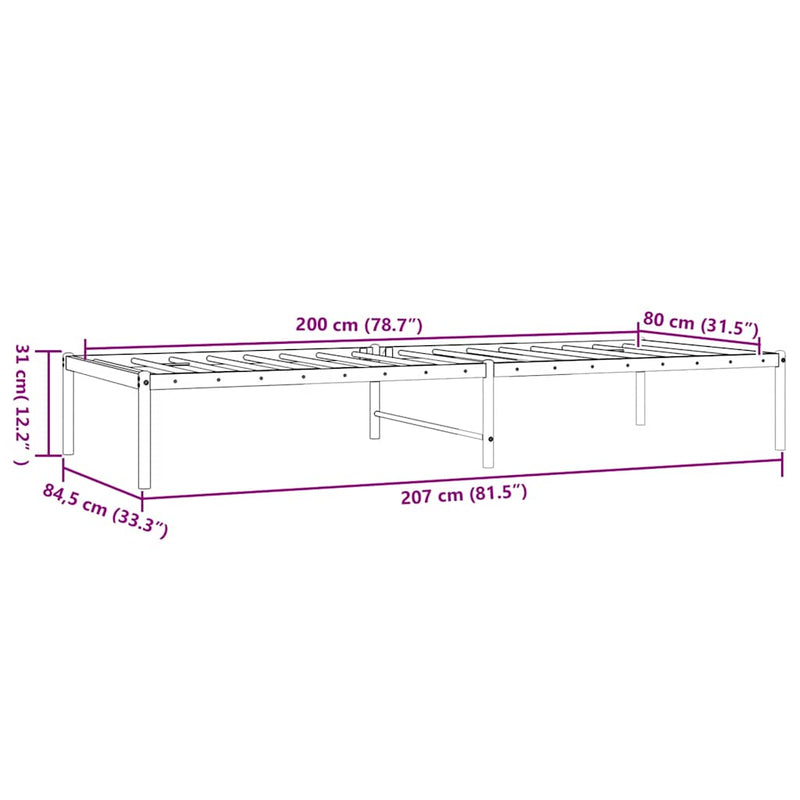 vidaXL fehér fém ágykeret 80x200 cm