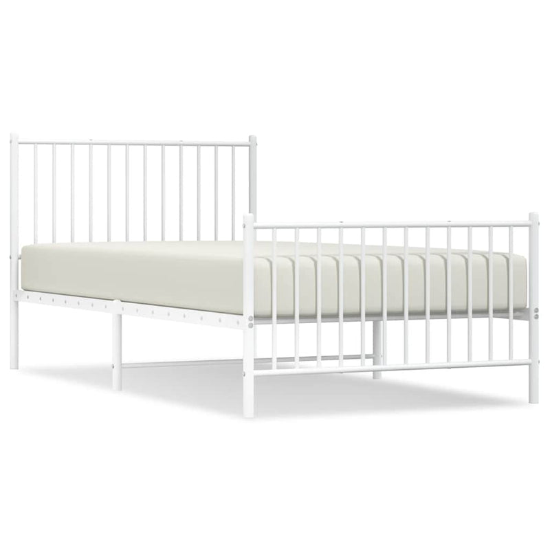 vidaXL fehér fém ágykeret fej- és lábtámlával 100x200 cm