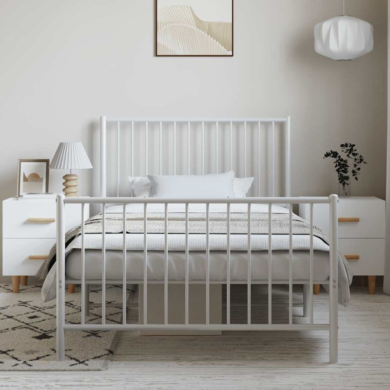 vidaXL fehér fém ágykeret fej- és lábtámlával 100x200 cm