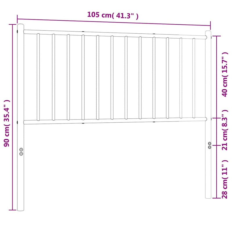 vidaXL fehér fém fejtámla 100 cm