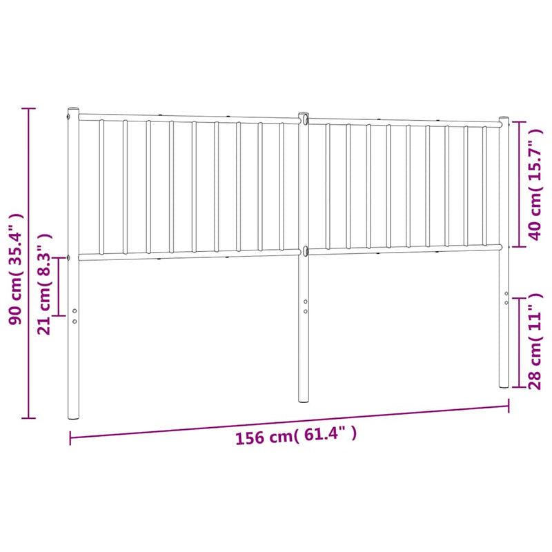 vidaXL fehér fém fejtámla 150 cm