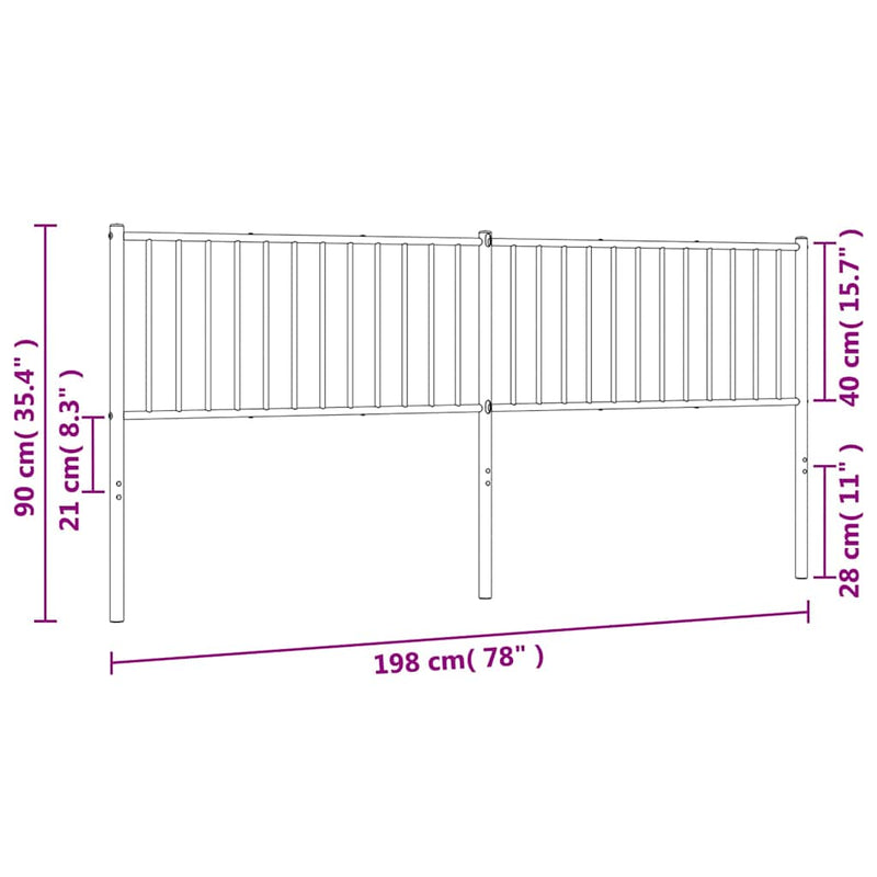 vidaXL fehér fém fejtámla 193 cm