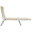 vidaXL 2 db krémszínű textilén és acél összecsukható napágy