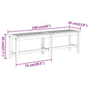 vidaXL tömör akácfa kerti pad 150 x 35 x 45 cm