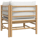 vidaXL bambusz kerti sarokkanapé világosszürke párnákkal