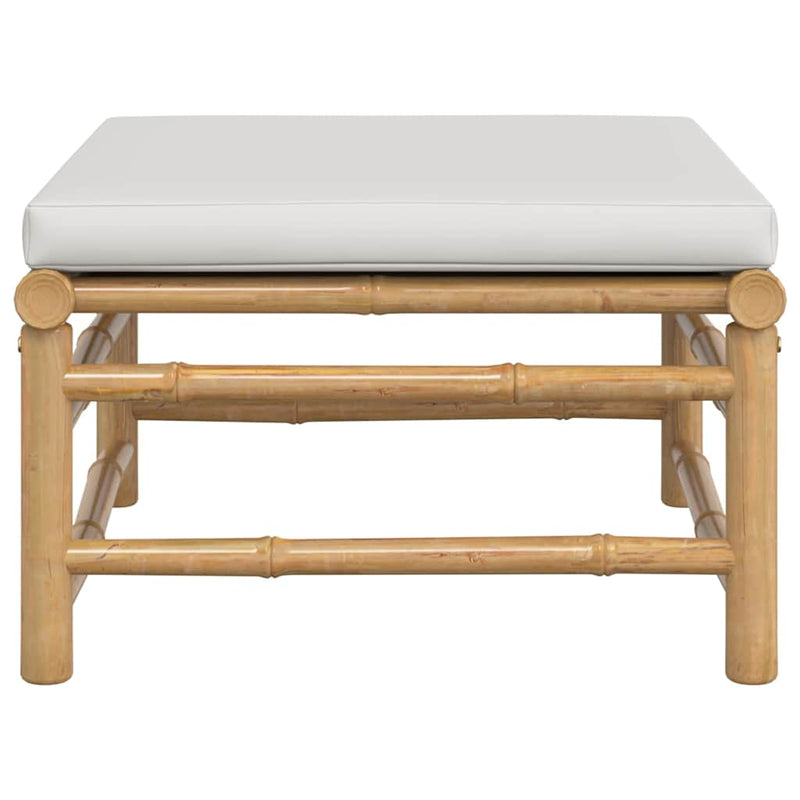 vidaXL bambusz kerti lábtartó világosszürke párnával