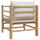 vidaXL bambusz kerti kanapé világosszürke párnákkal