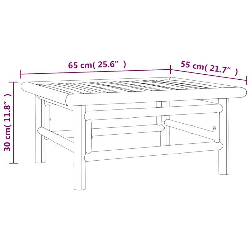 vidaXL bambusz kerti asztal 65 x 55 x 30 cm