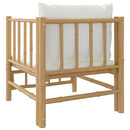 vidaXL bambusz kerti kanapé krémfehér párnákkal