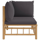 vidaXL bambusz kerti sarokkanapé sötétszürke párnákkal
