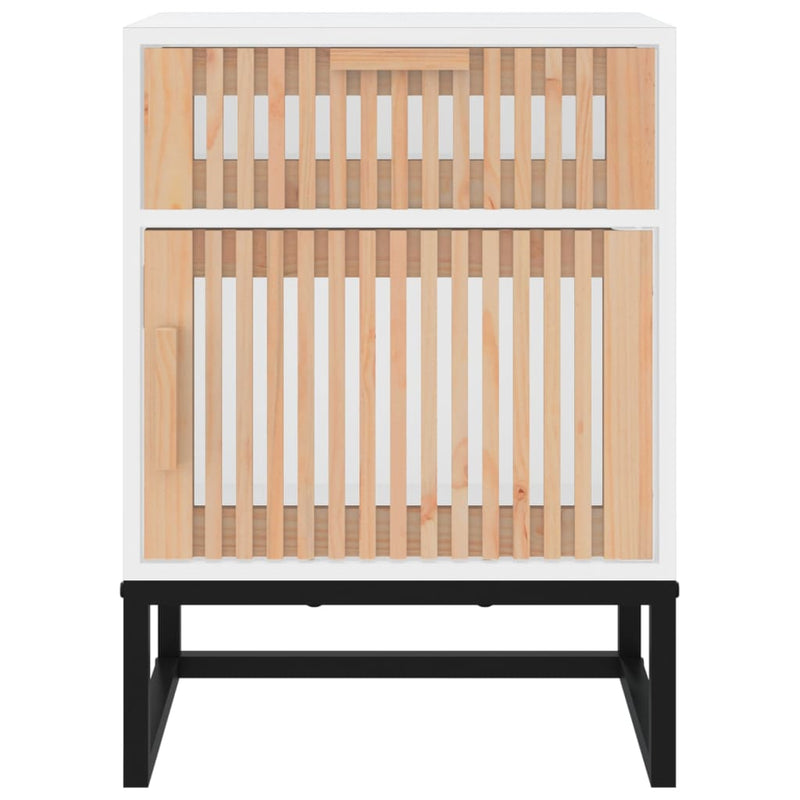 vidaXL fehér szerelt fa és vas éjjeliszekrény 40 x 30 x 55,5 cm