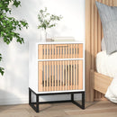 vidaXL 2 db fehér szerelt fa és vas éjjeliszekrény 40 x 30 x 55,5 cm