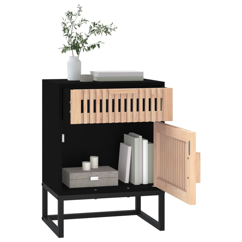 vidaXL fekete szerelt fa és vas éjjeliszekrény 40 x 30 x 55,5 cm