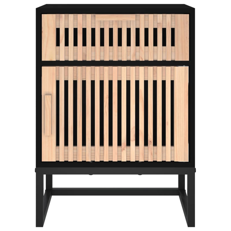 vidaXL fekete szerelt fa és vas éjjeliszekrény 40 x 30 x 55,5 cm