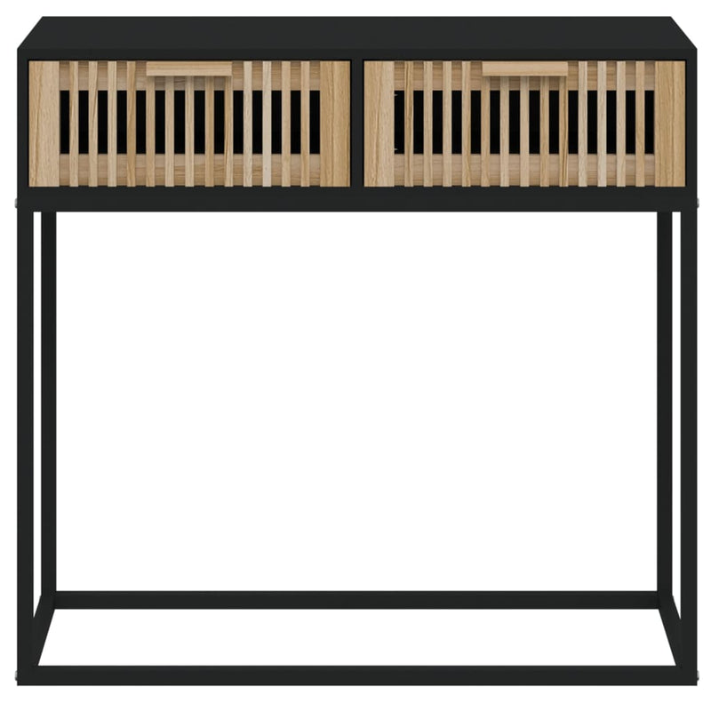 vidaXL fekete szerelt fa és vas tálalóasztal 80 x 30 x 75 cm