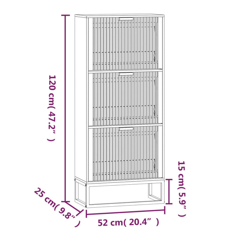 vidaXL fekete szerelt fa cipősszekrény 52x25x120 cm