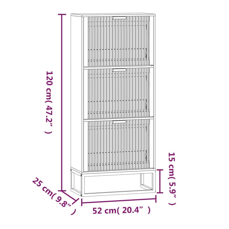 vidaXL szerelt fa cipőszekrény 52 x 25 x 120 cm