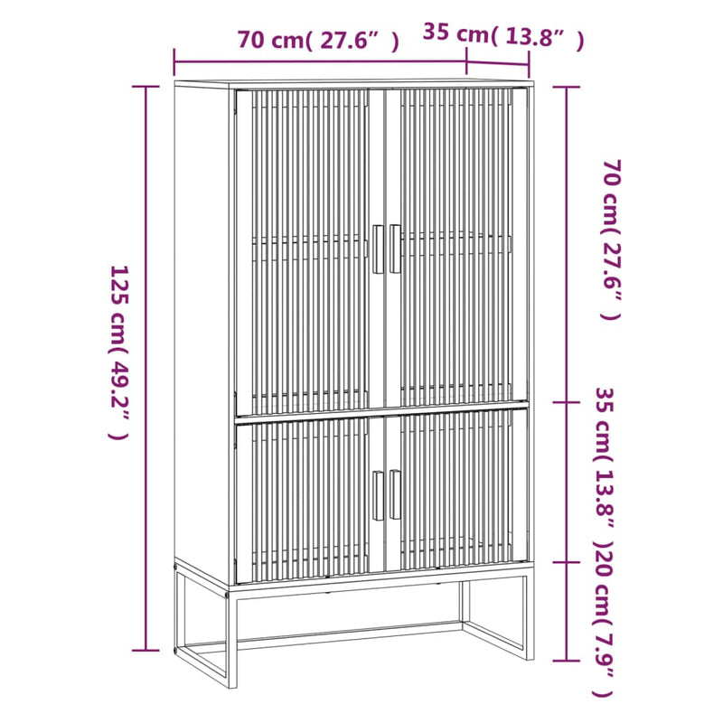 vidaXL fekete szerelt fa magasszekrény 70 x 35 x 125 cm