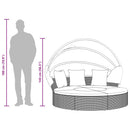 vidaXL barna polyrattan kültéri napozóágy napellenzővel és párnával