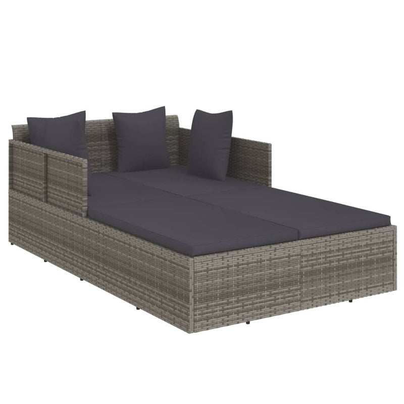 vidaXL szürke polyrattan napozóágy párnával 182 x 118 x 63 cm