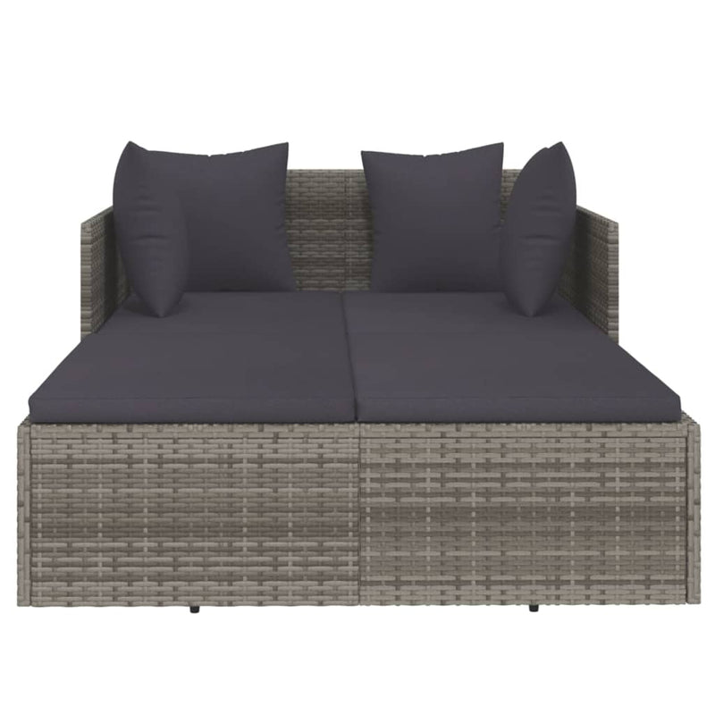 vidaXL szürke polyrattan napozóágy párnával 182 x 118 x 63 cm