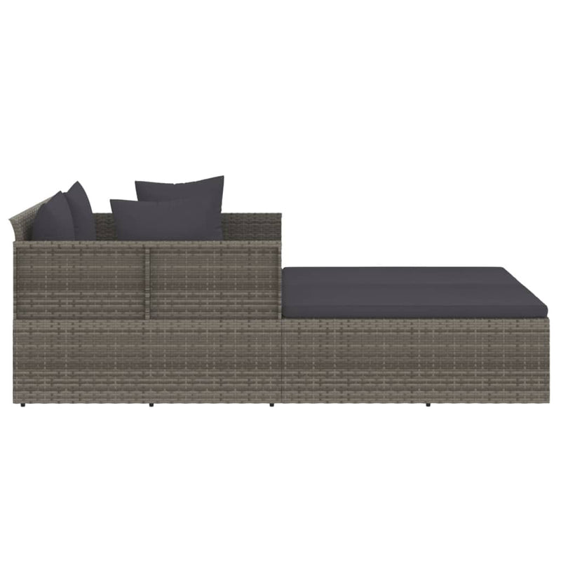 vidaXL szürke polyrattan napozóágy párnával 182 x 118 x 63 cm