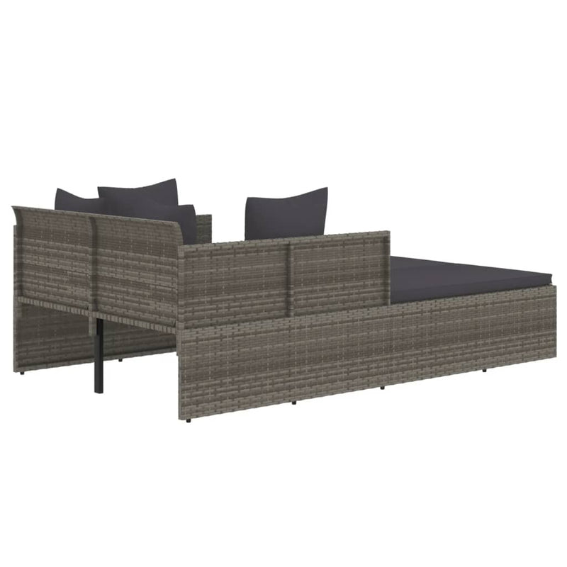 vidaXL szürke polyrattan napozóágy párnával 182 x 118 x 63 cm