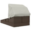 vidaXL barna polyrattan napozóágy összecsukható tetővel 200x114x128 cm