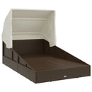 vidaXL barna polyrattan napozóágy összecsukható tetővel 200x114x128 cm