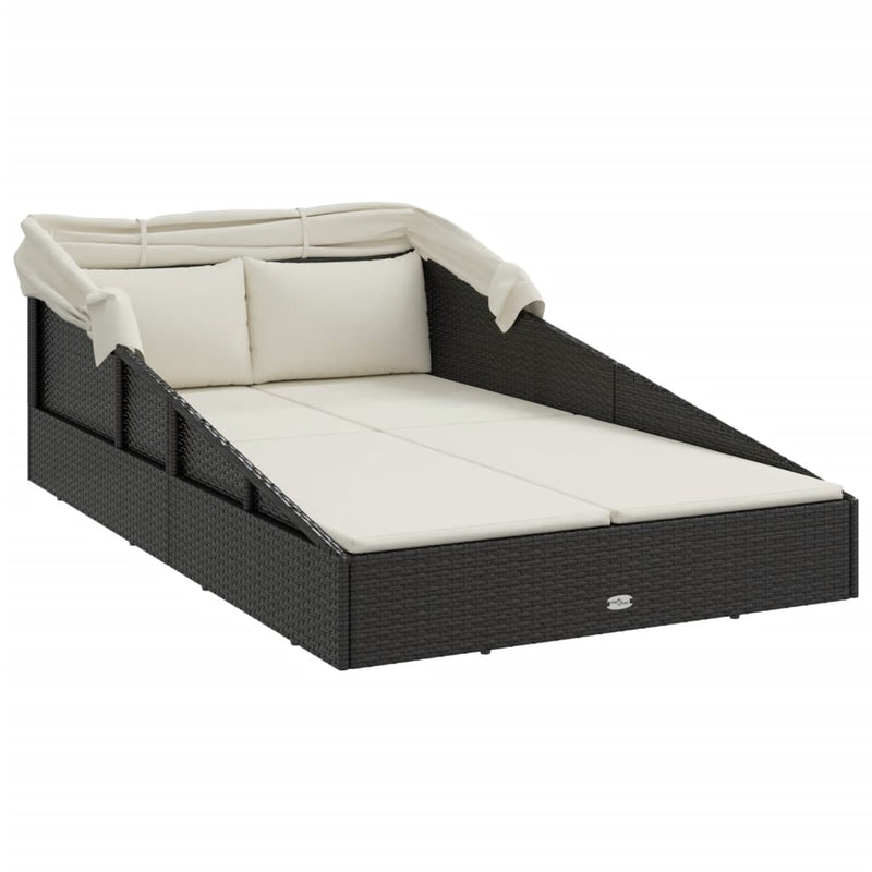vidaXL fekete polyrattan napágy összecsukható tetővel 200x114x128 cm
